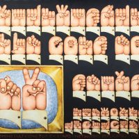 An illustrated grid of hand gestures in a colorful poster, titled 'Street Life'