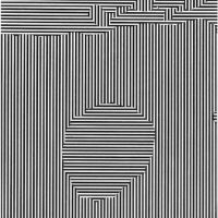 Abstract black-and-white geometric line pattern resembling a maze