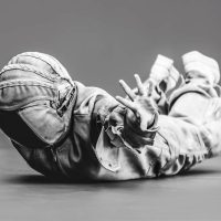 Black-and-white photograph of a curled, fabric-wrapped form, from 'Blank Space' by Robert Cybulski
