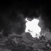 A bright burst of white smoke or fire against a dark, stormy background, from 'Honest Expression' by Behrouz Farahani and Hossein Pour Ismail