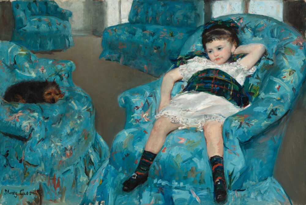 Mary Cassatt, Fillette dans un fauteuil bleu, 1878